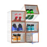 Stackable Shoe Boxes - Clear Plastic Shoe Storage Boxes with Magnetic Door, Thicken Shoe Organizer for Closet, Space Saving Foldable Shoe Containers Bins for Sneaker Boot - 8 Pack - Retail: $0