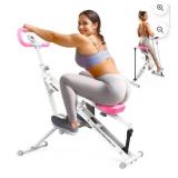 Pink Squat Machine for Home, 330lbs Foldable, 4 Resistance Bands, Core & Leg Exercise Pink - Retail: $117