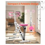 Pink Squat Machine for Home, 330lbs Foldable, 4 Resistance Bands, Core & Leg Exercise Pink - Retail: $117