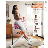Pink Squat Machine for Home, 330lbs Foldable, 4 Resistance Bands, Core & Leg Exercise Pink - Retail: $117
