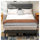 Full Size Platform Bed Frame ï¼Soft Fabric Headboard Bed Frame with Sturdy Wooden Slats â Modern & Noise Freeï¼Fully Upholstered Mattress Foundation/Easy Assembly (Grey, Full) - Retail: $