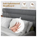 Full Size Platform Bed Frame ï¼Soft Fabric Headboard Bed Frame with Sturdy Wooden Slats â Modern & Noise Freeï¼Fully Upholstered Mattress Foundation/Easy Assembly (Grey, Full) - Retail: $