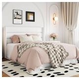 Allewie Full Size Velvet Lift Up Storage Bed, Modern Wingback Headboard, Hydraulic Support, No Box Spring Needed, White - Retail: $254
