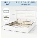 Allewie Full Size Velvet Lift Up Storage Bed, Modern Wingback Headboard, Hydraulic Support, No Box Spring Needed, White - needs a good cleaning from shipping.  - Retail: $254