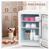 Kikihuose 20L Skincare Fridge with Mirror & LED Lighting, 3-Mode Dimmable, Cooler & Warmer with Drip Tray for Makeup, Cosmetic, Beauty, Mini Beauty Fridge for Bedroom, Vanity, Car & Home Use - Retail: