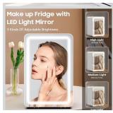 Kikihuose 20L Skincare Fridge with Mirror & LED Lighting, 3-Mode Dimmable, Cooler & Warmer with Drip Tray for Makeup, Cosmetic, Beauty, Mini Beauty Fridge for Bedroom, Vanity, Car & Home Use - Retail: