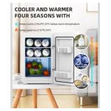 Kikihuose 20L Skincare Fridge with Mirror & LED Lighting, 3-Mode Dimmable, Cooler & Warmer with Drip Tray for Makeup, Cosmetic, Beauty, Mini Beauty Fridge for Bedroom, Vanity, Car & Home Use - Retail: