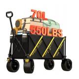 Wagon cart Foldable,Portable cart,Pets carts,with Large All-Terrain Beach Wheels and Drink Holder for Sports, Shopping, Camping - Retail: $69