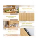 Shoe Storage Cabinet for Entryway with 2 Flip Drawers, Narrow Wood Shoe Cabinet with Fluted Panel, Freestanding Hidden Shoe Organizer for Foyer, Hallway (Wood Color - No Shelf) - Retail: $98