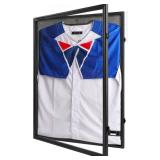 Jersey Frame Display Case Black Lock,Large Shadow Box Lockable with 98% UV Protection Acrylic Linen Lining and Hangers for Baseball Basketball Football Soccer Hockey 2XL Sport Jersey Shirt - Retail: $