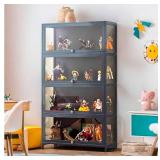 Display cabinet curio cabinet with acrylic doors, figures and curio collection display case, floor standing clear showcase for Living room bedroom, Grey, L31.5xW12.6xH55.1inch - Retail: $139