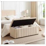 Temon Modern Upholstered Storage Bench with Flip-Top Lid - Frame Entryway Bench for Bedroom with Cushioned Seat - Retail: $136