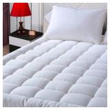 Queen Size Mattress Pad Pillow Top Mattress Cover Quilted Fitted Mattress Protector Cotton Top Stretches up 8-21\" Deep Pocket Cooling Mattress Topper (60x80 inch, White) - Retail: $0