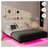 King Size Floating Bed Frame With Led Light Metal Platform Bed - Retail: $239