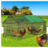 Metal Chicken Coop, Chicken Run Pet Playpen with Waterproof CoverOasis - Retail: $0
