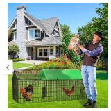Metal Chicken Coop, Chicken Run Pet Playpen with Waterproof CoverOasis - Retail: $0