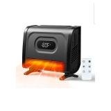 Air Choice Infrared Space Heater, 1500W Wall Heater with Attachable Feet, Adjustable Thermostat, Remote, 12H Timer, Safety Child Lock, Easy-Mount Electric Heating for Indoor Use, Garage, Bathroom - Re