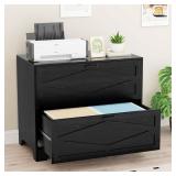 2 Drawer Farmhouse File Cabinet, Wood Lateral Filing Cabinet for Home Office, Large File Storage Printer Stand for A4/Letter Size Files, with Anti-tilt Mechanism - Retail: $159