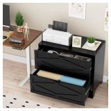 2 Drawer Farmhouse File Cabinet, Wood Lateral Filing Cabinet for Home Office, Large File Storage Printer Stand for A4/Letter Size Files, with Anti-tilt Mechanism - Retail: $159