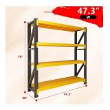 4000LBS Garage Shelving Heavy Duty, 48â W Storage Shelves, 4-Tier Adjustable Metal Storage Shelves, Steel Industrial Shelving Unit, Metal Shelving for Garage, Basement, Warehouse(47.3x20x79in) - 