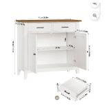 Homfa Entryway Cabinet, Kitchen Storage Cabinet, Farmhouse Buffet Sideboard with 2 Drawers and 2 Doors,Coffee Bar with Storage for Dining Room Living Room,White - Retail: $189