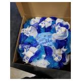 15 Inch Hanukkah Wreath for Front Door, Blue and White Mesh Chanukah Wreath with Happy Hanukkah Sign, Handmade Winter Holiday Door Decoration for Home Indoor Outdoor Party Decor