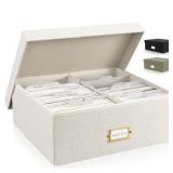 ZICOTO Decorative Photo Storage Box - Sturdy Linen Photo Organizer with Dividers is Perfect to Store Up to 1700 Pictures and 4x6 Photos - Portable Scrapbook Storage Containers with Lid