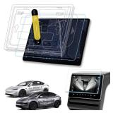 CYBERBEANS Upgrade 9H Tempered Glass Protector for Tesla Model 3 Highland(2024/2025/2026) & New Model Y Juniper Front/Rear Screen Protector Accessories 2026, Anti Glare/Finger Print -Matte[2-Pack]