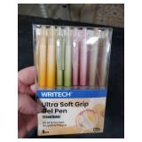 WRITECH Retractable Gel Ink Pens: 0.5mm Black-Ink Aesthetic Gradient Color Barrel Soft Grip Fine Point Pen 8ct for Journaling Note Taking Sketching No Bleed