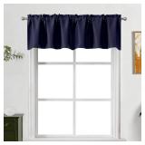 Lecloud Navy Blue Valance for Windows 14 Inch Length, Thermal Insulated Privacy Room Darkening Small Curtains, Kitchen Valances with Rod Pocket for Cafe Basement Cabinet, 60 W x 14 L 1 Panel