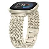 Minyee Metal Band Compatible with Fitbit Sense 2/Versa 4/Versa 3/Sense Band for Women, Dressy Stainless Steel Multi-chain Designer Gold Link Bracelet Stylish Luxury Chic Wristband Replacement Strap