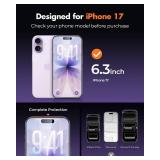 UNBREAKcable 3-Pack Screen Protector for iPhone 17, Double Shatterproof Tempered Glass [Easy Installation Frame] [9H Hardness] [99.99% HD Clear] [Case Friendly] for iPhone 6.3 inch