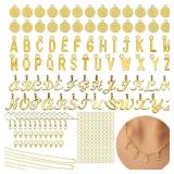 SDIDVIEXPERT Letter Charms,78Pcs/3 Sets Gold Alphabet ABC Letter Pendant 3 Styles Capital A-Z Pendant DIY Bracelets Necklaces Charms with with 156Pcs Accessories for Jewelry Making