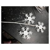 Threehoney 12 Pcs Snowflakes Christmas Tree Picks and Sprays 15.7 White Plastic Glitter Stems Snowflakes Christmas Tree Fillers Branches Xmas White Sticks for Wonderland Vases Winter Decoration