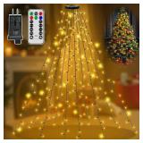 BrightChristmas 200 LEDs Christmas Tree Lights with Ring, 6.56ft*10 Strings Christmas Lights with 8 Modes & Timer, Remote Control Tree Lights for Indoor Outdoor Holiday Decor (Warm White)