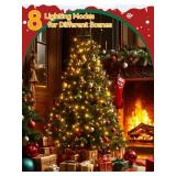 BrightChristmas 200 LEDs Christmas Tree Lights with Ring, 6.56ft*10 Strings Christmas Lights with 8 Modes & Timer, Remote Control Tree Lights for Indoor Outdoor Holiday Decor (Warm White)