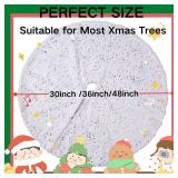 Acdoslow Christmas Tree Skirt 30 36 48 White Luxury Faux Fur Tree Skirt Stars Plush Tree Skirt for Christmas Tree Pencils Tree 906/Silver/78