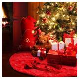 Christmas Tree Skirt - 36 Inches Large Red Tree Skirt with High - End Soft Faux Fur Tree Skirt for Christmas Decorations Indoor Outdoor - Red