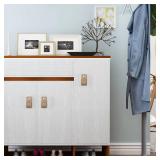 ANJUU Leather Drawer Pulls, 12 Pcs Leather Pulls Handles, Handmade Leather Knobs Cabinet Hardware Drawer Pulls for Dresser Cabinet Drawer Doors and Closet (Gold)