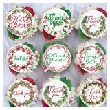 Fyeoxle 36PCS Edible Christmas Thank You Cupcake Toppers Wafer Paper Holly Jolly Candy Cupcake Toppers Thank You Cake Picks for Christmas Theme Party Baby Shower Birthday Supplies