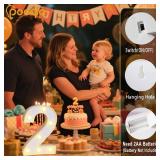 Pooqla Decorative Led Light Up Number Letters, White Plastic Marquee Number Lights Sign Party Wedding Decor Battery Operated Number (2)