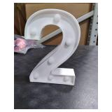 Pooqla Decorative Led Light Up Number Letters, White Plastic Marquee Number Lights Sign Party Wedding Decor Battery Operated Number (2)