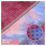 Eunzel Yoga Towel,Hot Yoga Mat Towel with Grip Dots Sweat Absorbent Non-Slip for Hot Yoga, Pilates and Workout 24 x72, Red & Blue