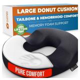5 STARS UNITED Donut Pillow Hemorrhoid Tailbone Cushion Large Cushion for Pain Relief Coccyx, Prostate, Sciatica, Pelvic Floor, Pressure Sores, Pregnancy, Postpartum Recovery, Black