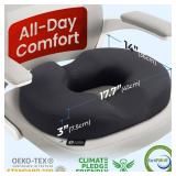 5 STARS UNITED Donut Pillow Hemorrhoid Tailbone Cushion Large Cushion for Pain Relief Coccyx, Prostate, Sciatica, Pelvic Floor, Pressure Sores, Pregnancy, Postpartum Recovery, Black