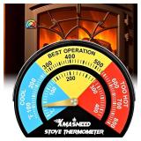 Magnetic Fireplace Thermometer - Large Size, Stove Top Temperature Gauge for Wood Burning Stove & Pellet Stoves (1PCS)