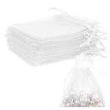 Organza Bags, White Organza Bags, 50Pcs, Sheer Organzas Bag 3 x 4 inch, Jewelry Gift Bags, Party Favor Bags with Drawstring, Mesh Gift Pouches Mini Candy Pouch for Wedding Christmas Party