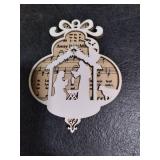 Shellwei 24 Pcs 2025 Christmas Nativity Scene Story Wooden Ornaments Gift Set Bulk Christian Music Sheet Manger Scene Nativity Religious Xmas Song 3D Hanging Ornaments Gift for Family(Charming)