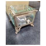 DHCGPP Glass Vintage Jewelry Box Keepsake storage Trinket Ring Display Box Home Decor Beveled Clear Glass Box Organizer(3.8x3.8x3.4Inches)