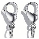 IVIA Dog Tag Clips / 316 Stainless Steel Lobster Buckle with Rings for Cat& Dog Collars and Necklace(2 Pack Silver)
